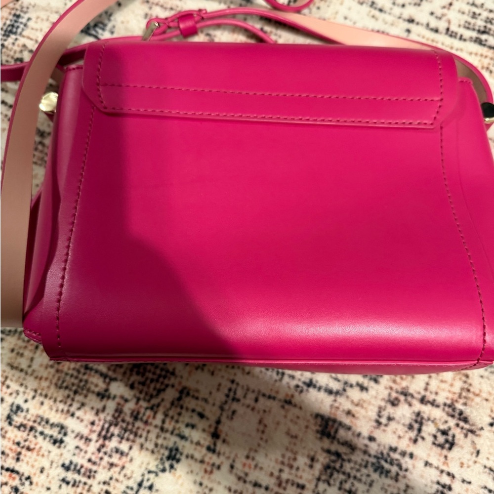 kate spade Hot Pink Leather Crossbody Bag with Gold Plaque - Picture 2 of 3